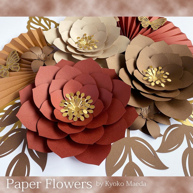 前田京子のペーパーフラワー、ペーパークラフト、ペーパーアートの和風の紙のお花
