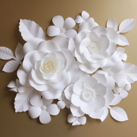 前田京子のペーパーフラワー、ペーパークラフト、ペーパーアートの白いウォールフラワー